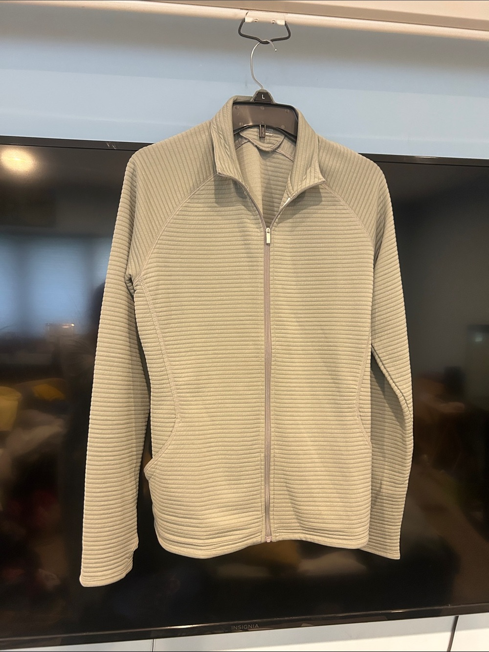 adidas Light Gray Full-Zip Ribbed Jacket
